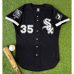 Vintage Russell Diamond MLB Chicago White Sox THOMAS #35 Jersey Sz 44 Black USA